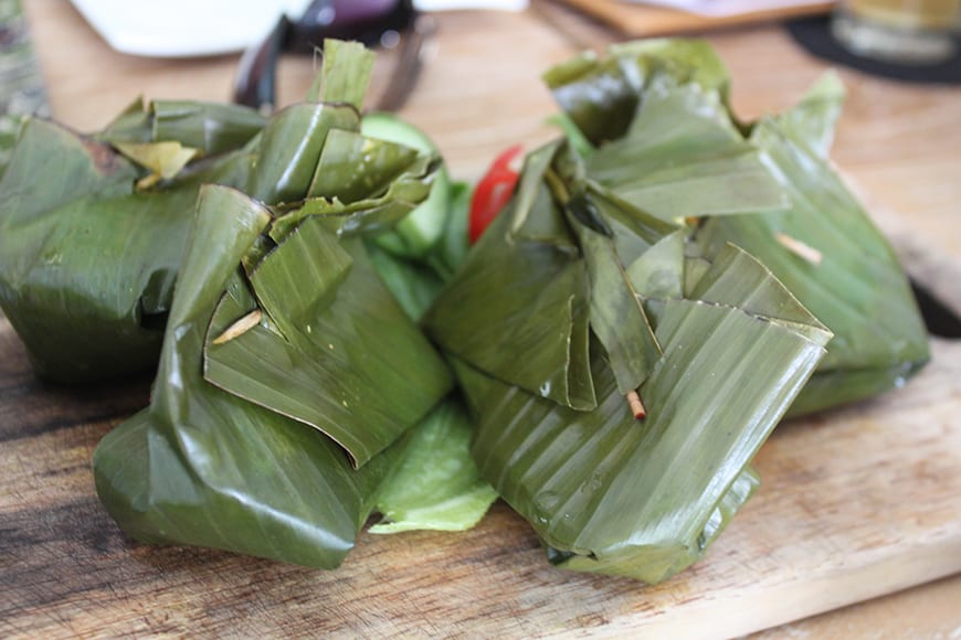 1 Best Balinese Cooking Class in Seminyak Bali - banana leaf