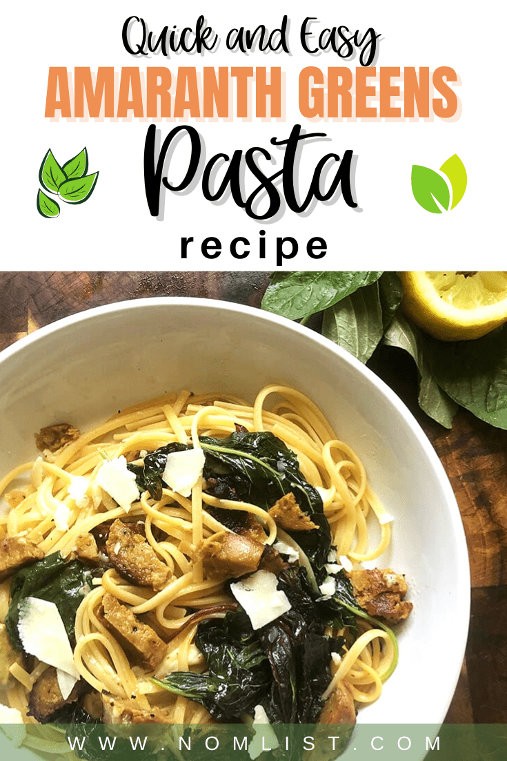 Looking fror a delicious quick and easy pasta recipe that will please the whole family? You're in for a treat. This yummy amaranth greens recipe is easy to make and doesn't sacrifice flavor. #pasta #amaranthgreens #healthyrecipes #pastarecipes #pastatime