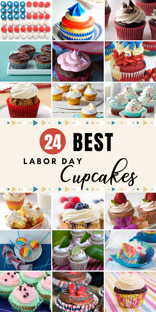 Looking to celebrate with something special on Labor Day? It's time to bake up the best Labor Day Cupcakes. #recipes #roundup #laborday #labordayweekend #labordaycupcakes #cupcakes #baking